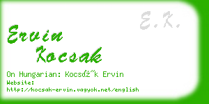 ervin kocsak business card